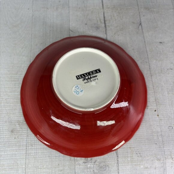 Maxcera Corp POPPIES POPPY SPLATTER Red Flower Shape 3D Ceramic 9" Serving Bowl - Picture 8 of 16